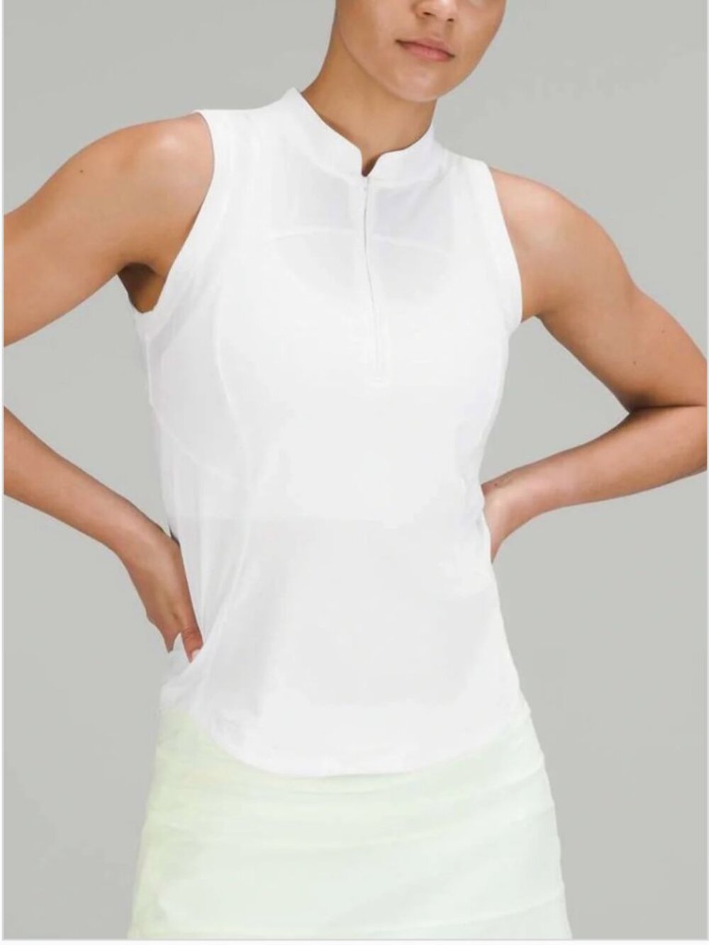 Lululemon White Sleeveless Quarter-Zip Quick-Dry Tank Top Size 6